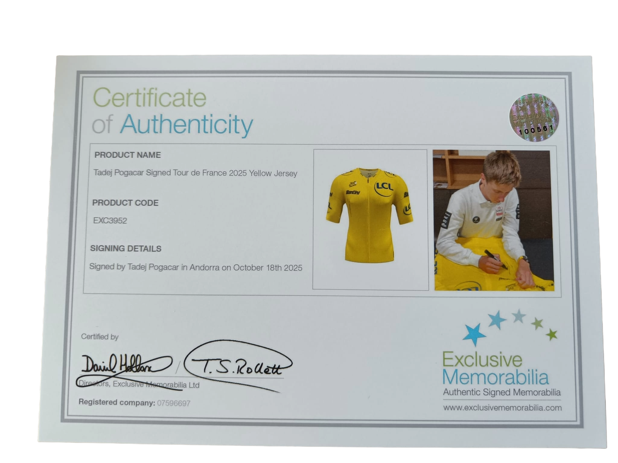 Signed yellow jersey - Tadej Pogacar - Iconic Frame