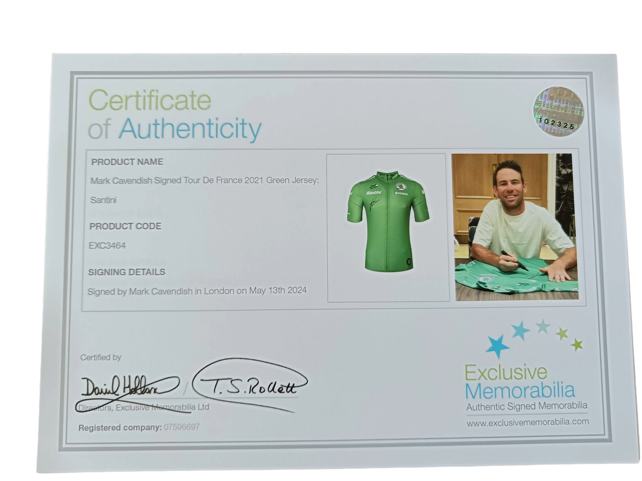 Signed green jersey - Mark Cavendish