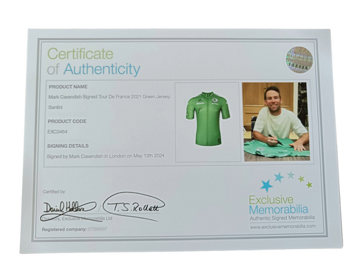 Signed green jersey - Mark Cavendish