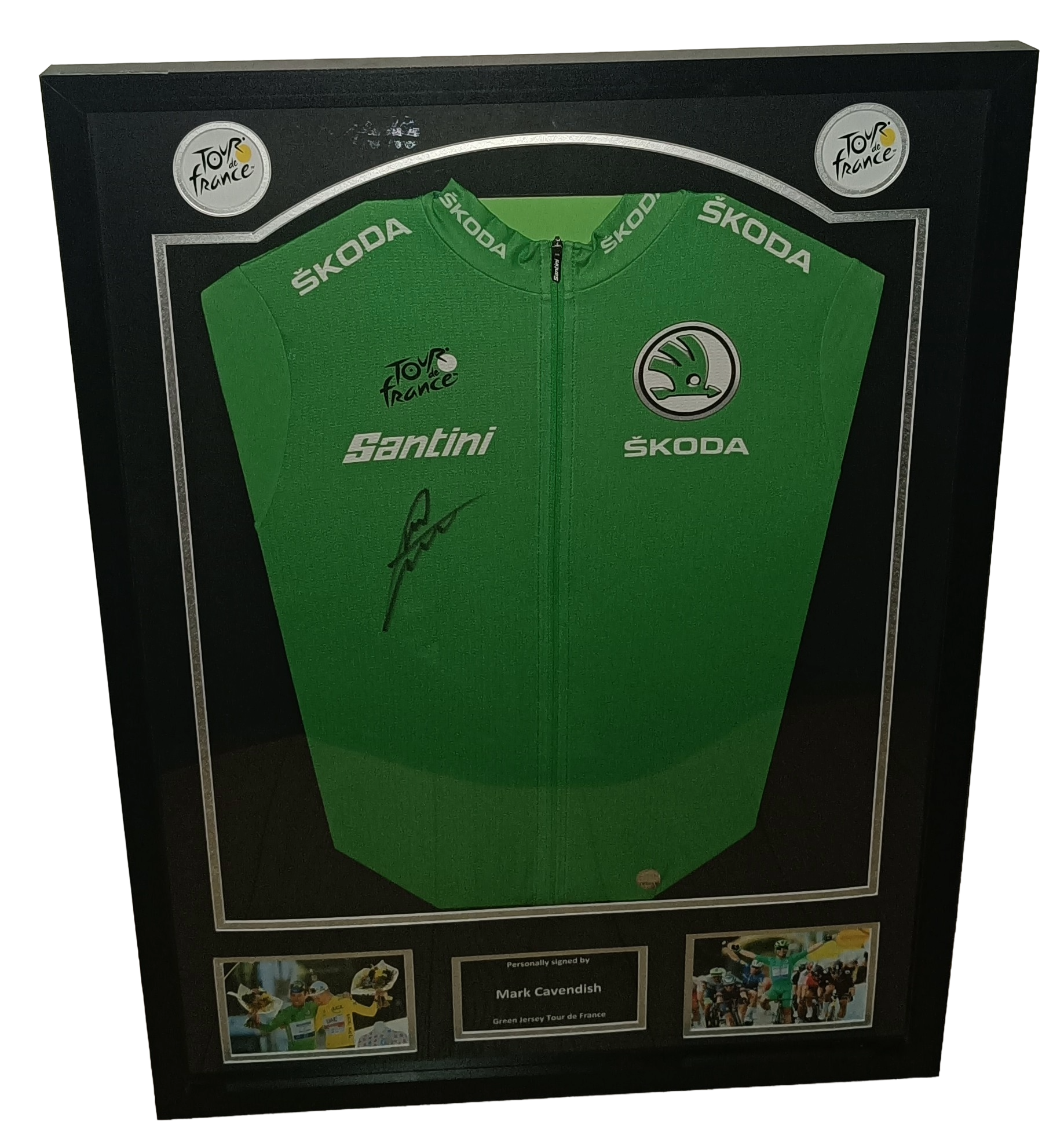 Signed green jersey Tour de France - Mark Cavendish - Framed 2