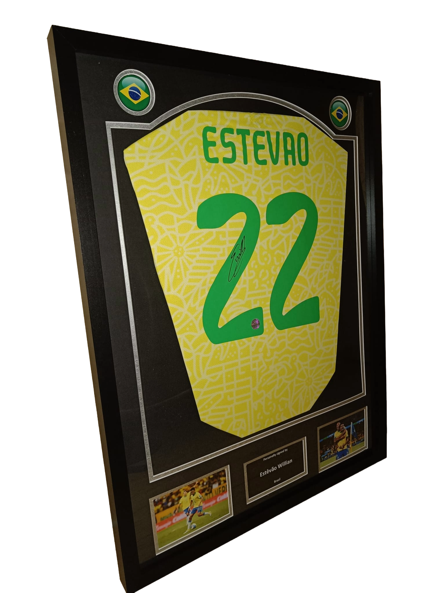 Signed shirt Estevao - Brazil - Framed