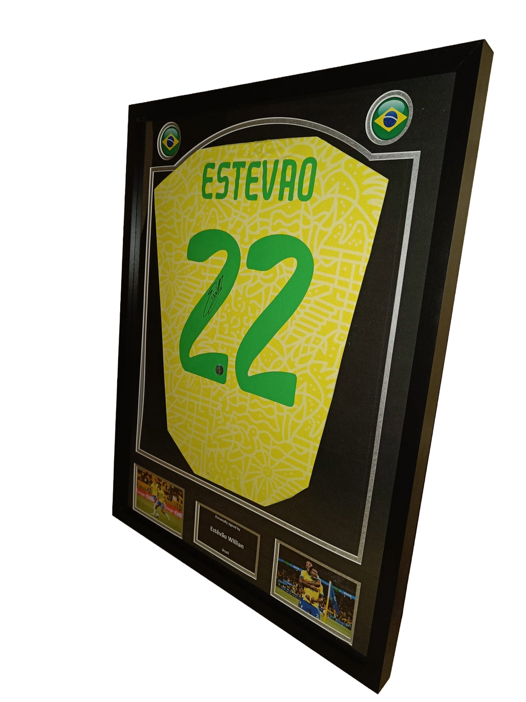 Signed shirt Estevao - Brazil - Framed
