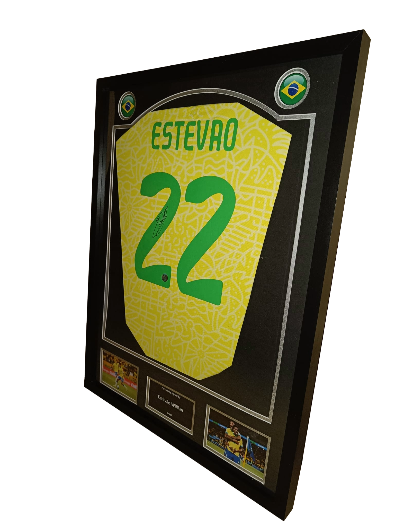 Signed shirt Estevao - Brazil - Framed