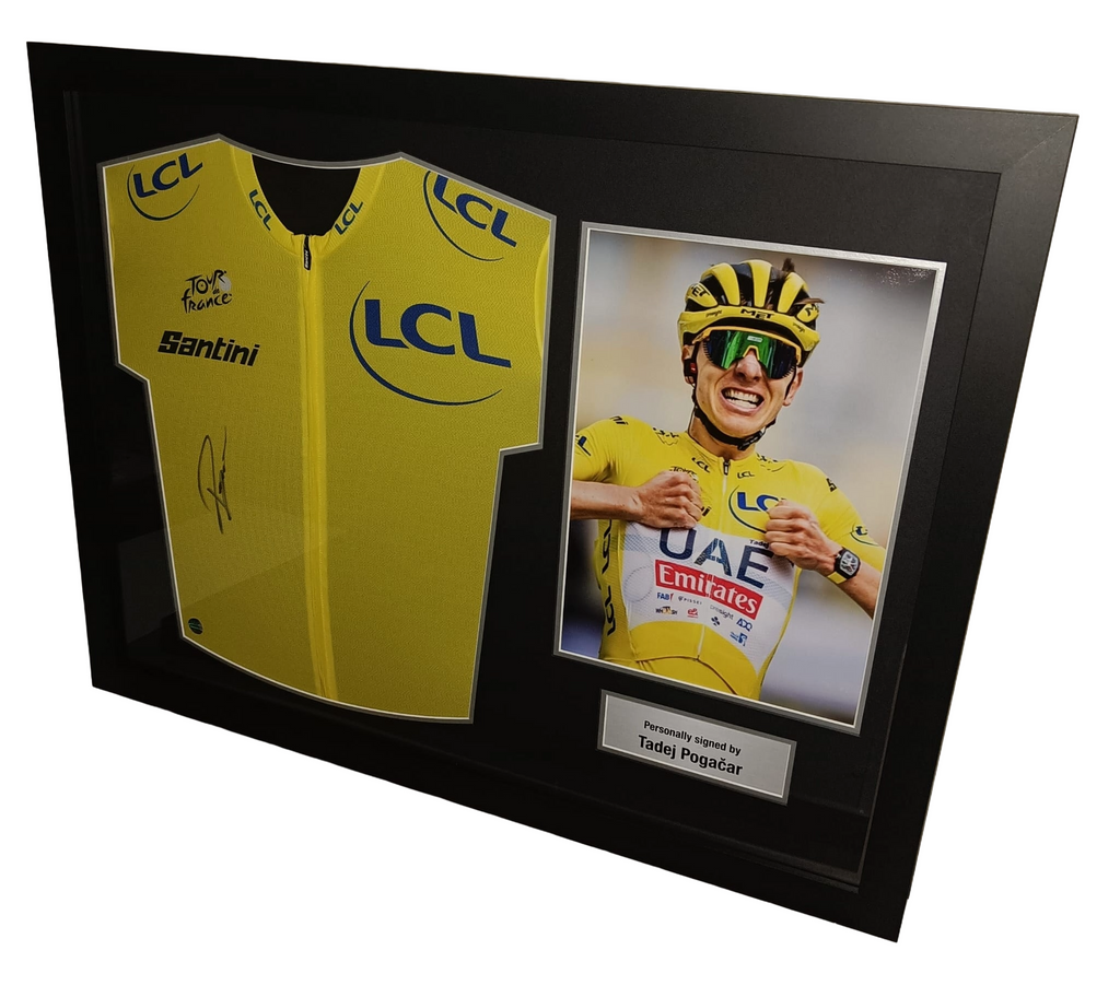 Signed yellow jersey - Tadej Pogacar - Iconic Frame