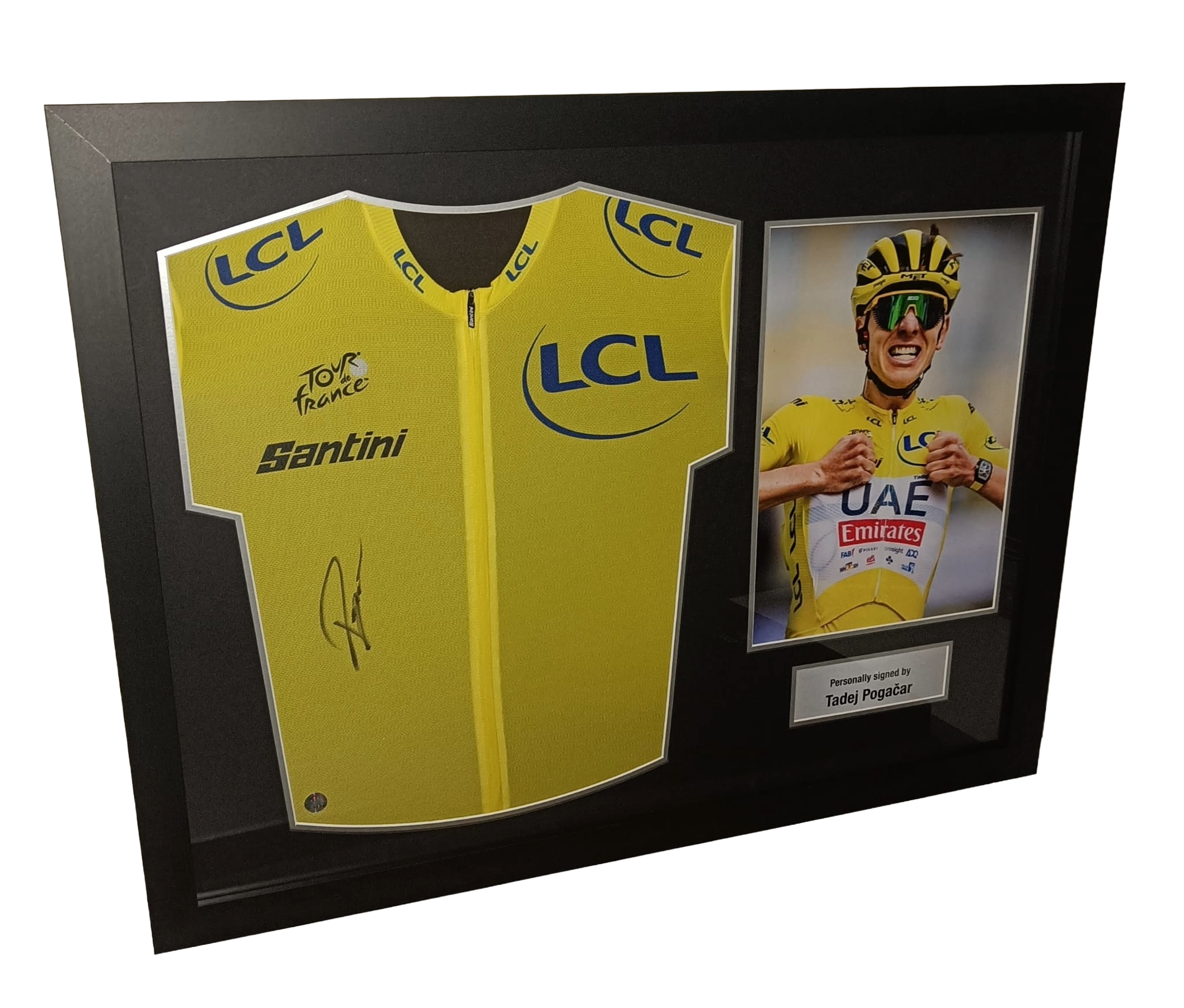 Signed yellow jersey - Tadej Pogacar - Iconic Frame