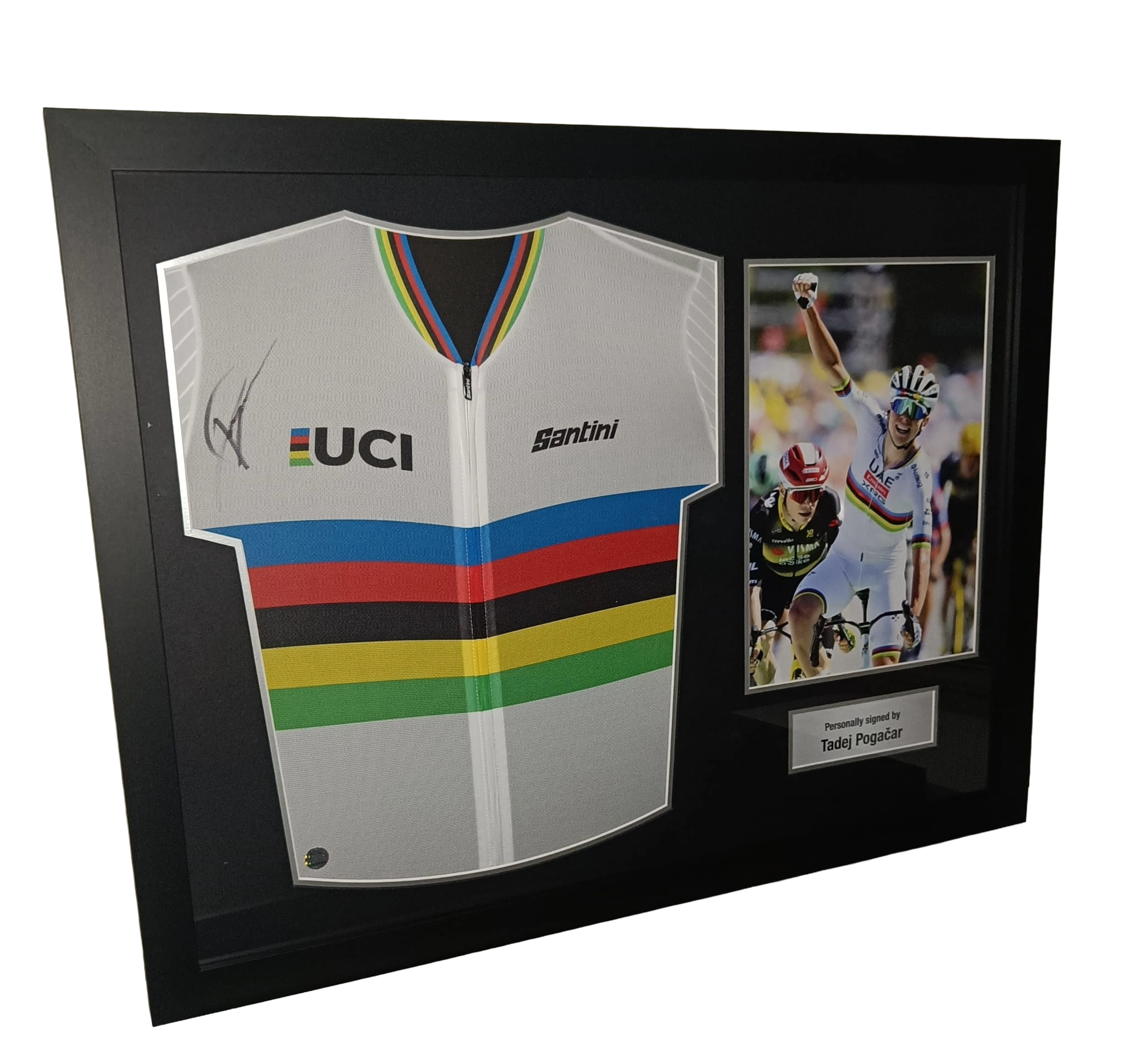 Signed world champion jersey - Tadej Pogacar - Iconic Frame