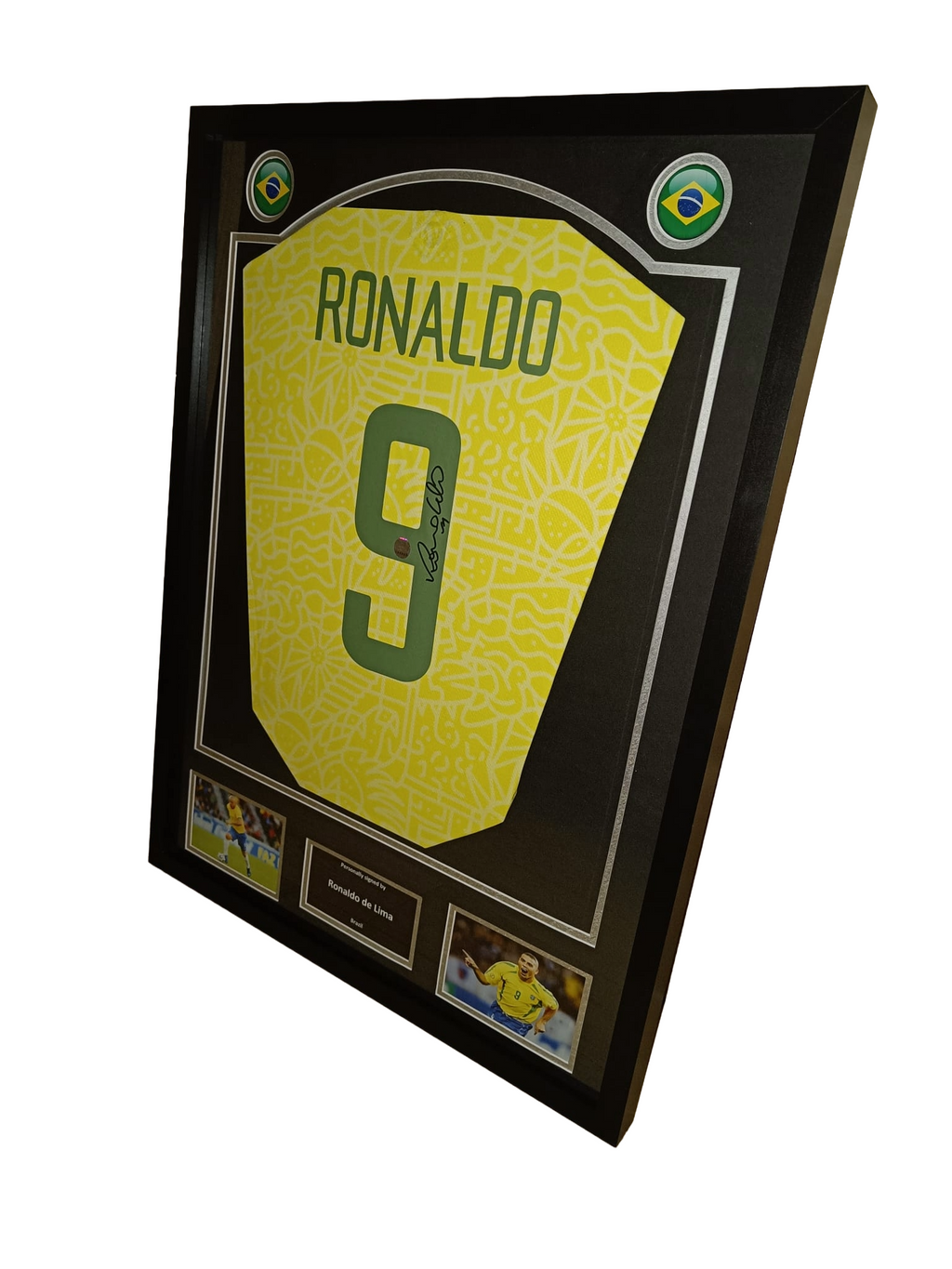 Signed shirt Ronaldo De Lima - Brazil - Framed