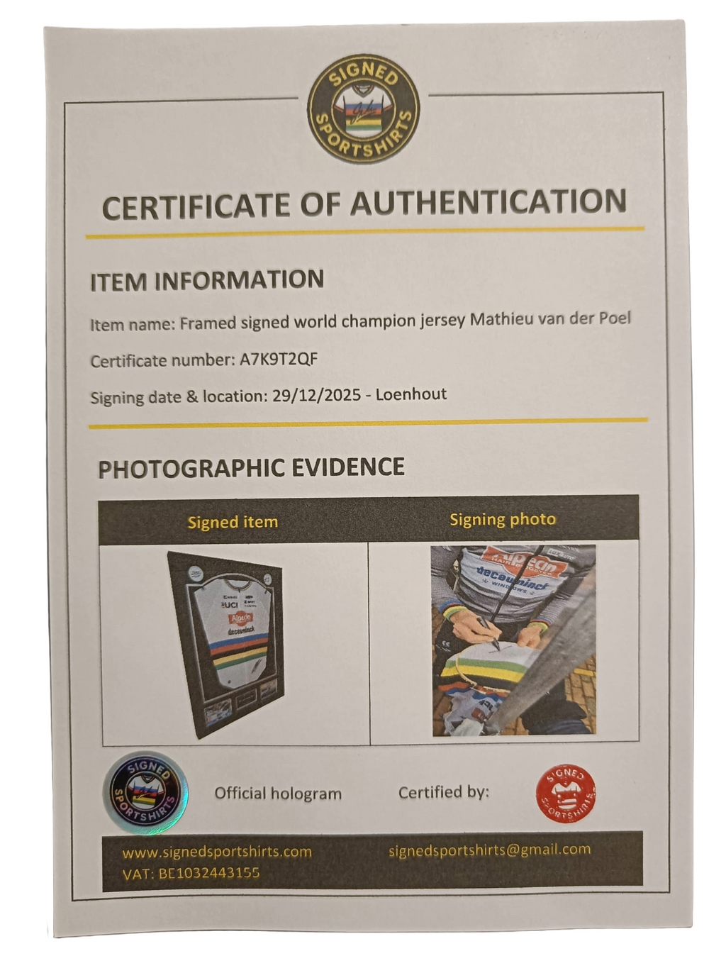 Signed world champion jersey - Mathieu van der Poel