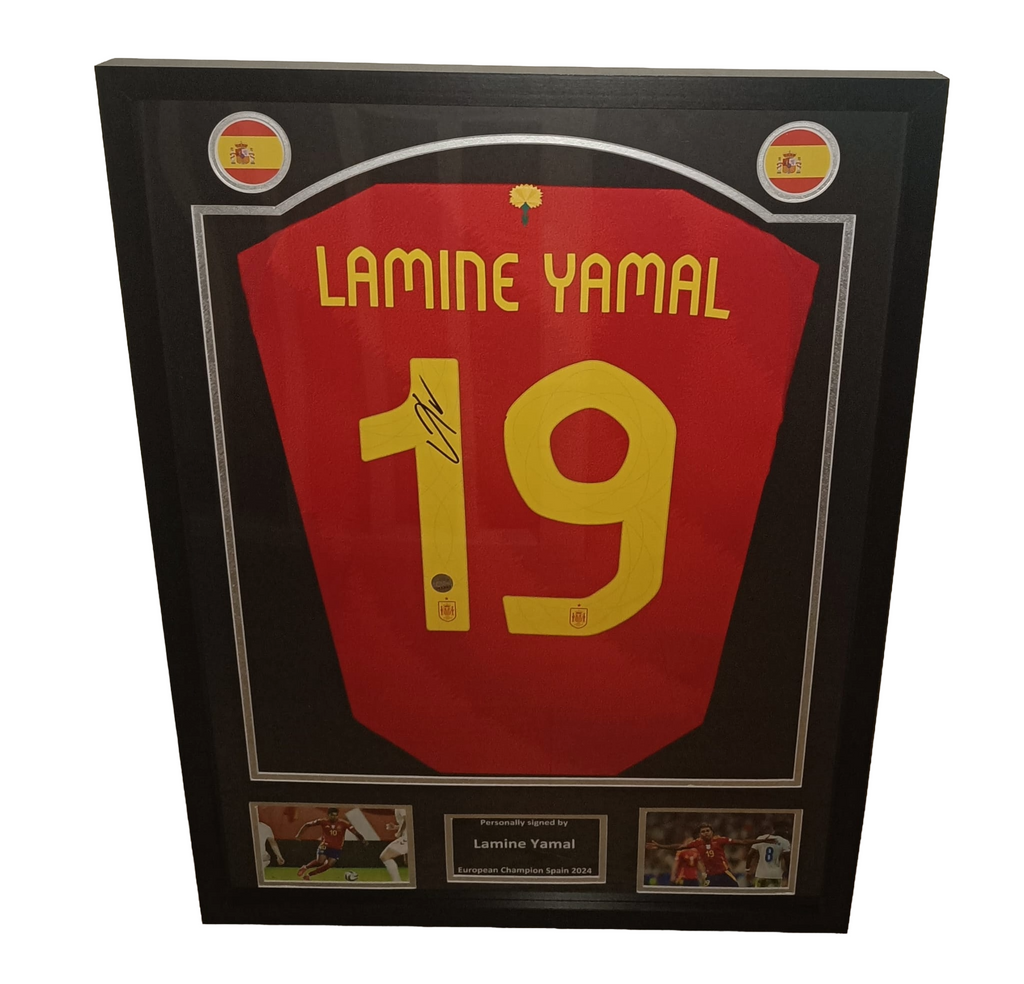 Signed shirt Lamine Yamal - Spain - Framed