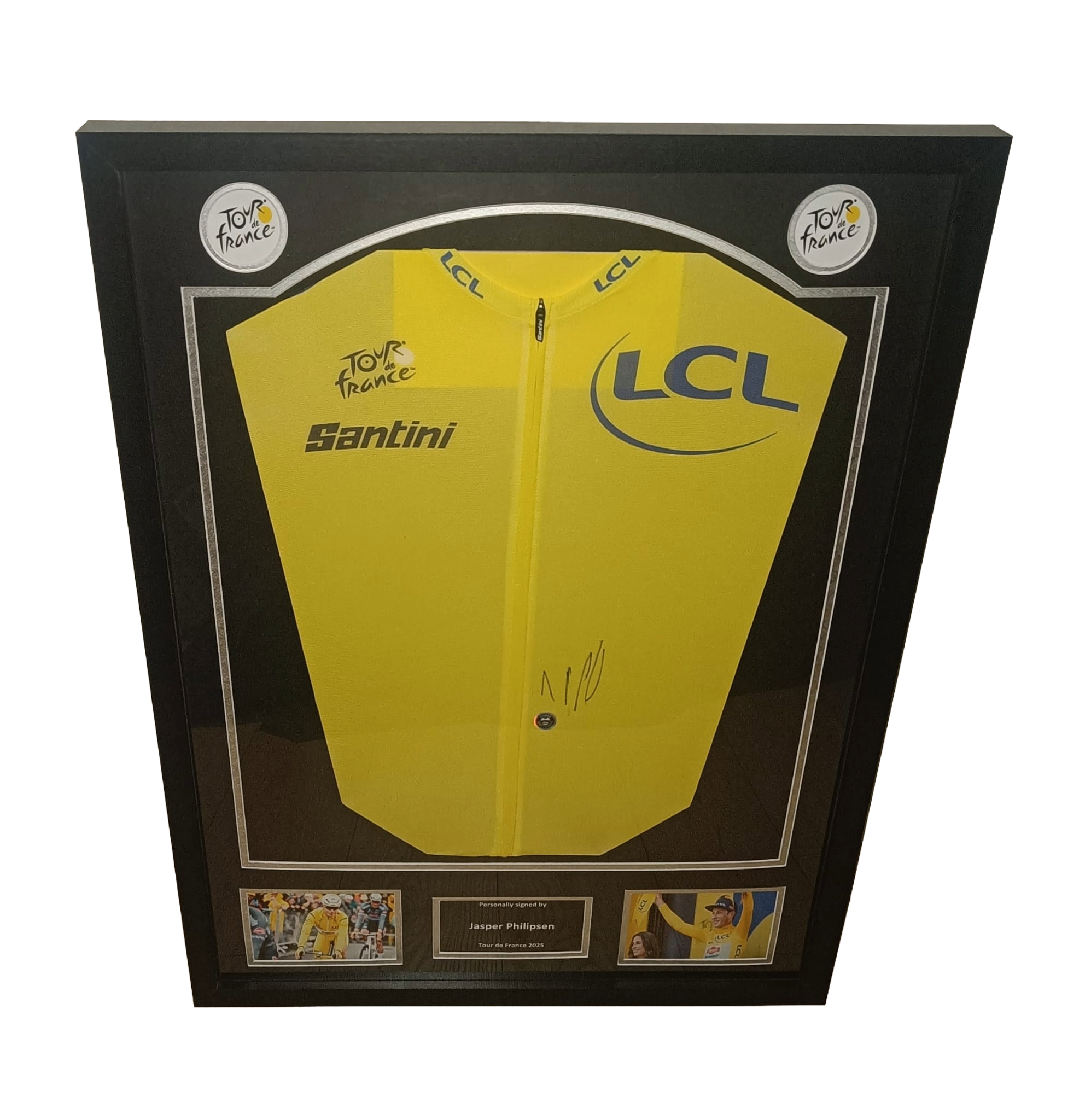 Signed yellow jersey Tour de France - Jasper Philipsen - Framed 3