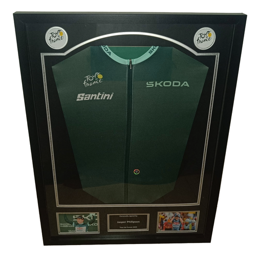 Signed green jersey Tour de France - Jasper Philipsen - Framed 2