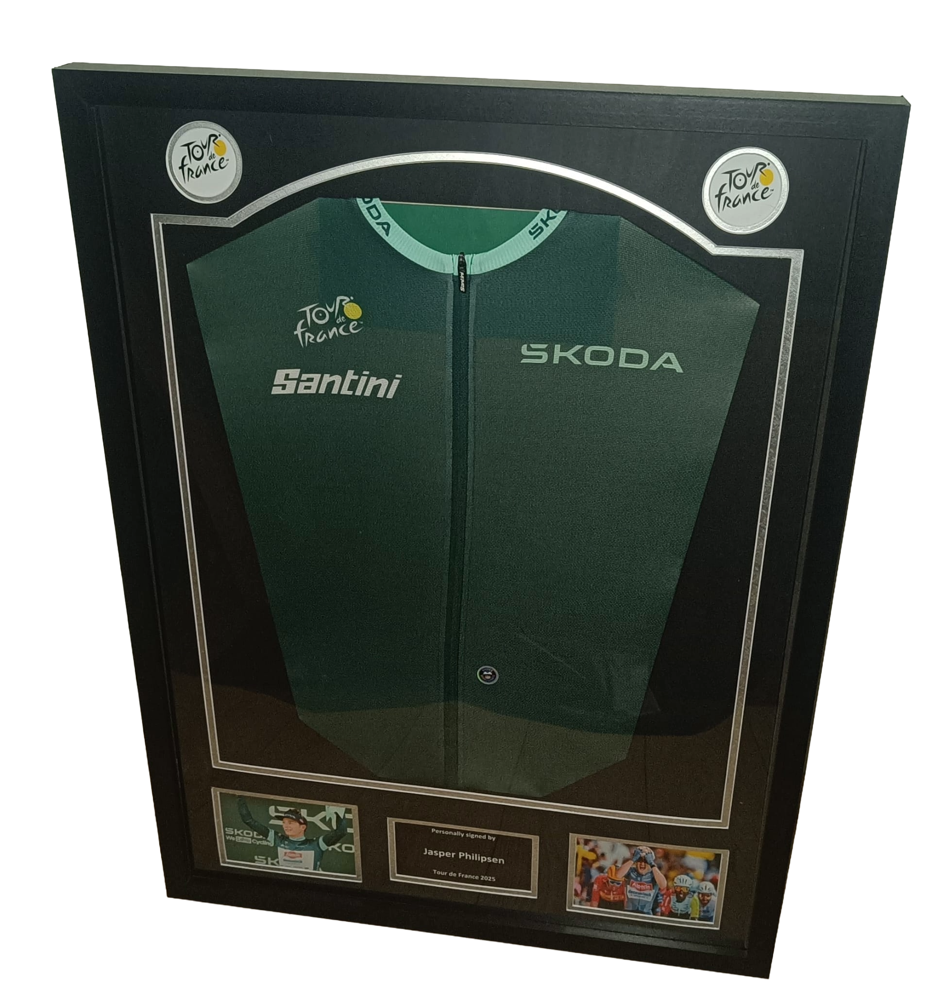 Signed green jersey Tour de France - Jasper Philipsen - Framed 3