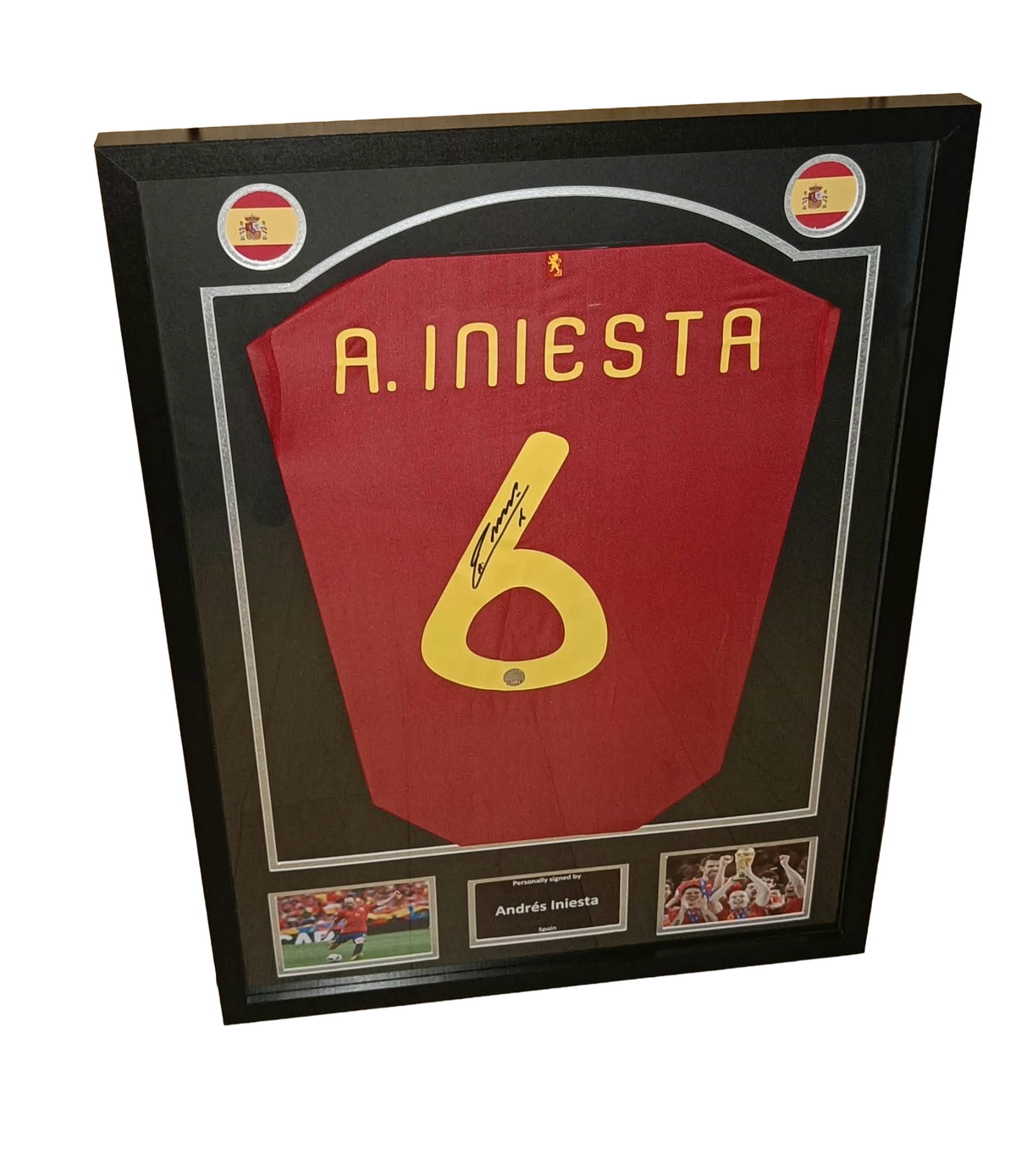 Signed shirt Andres Iniesta - Spain - Framed 2