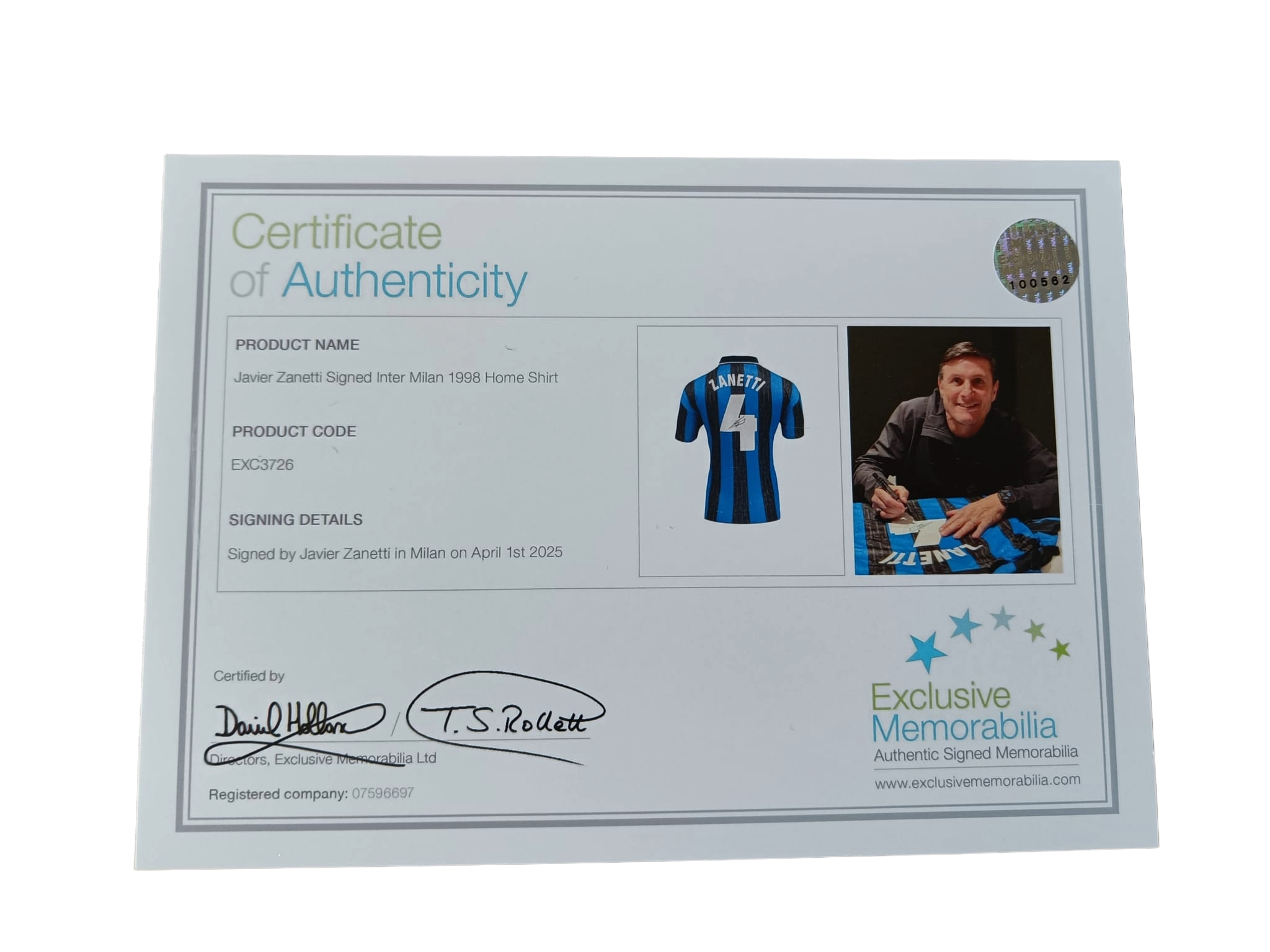 Signed shirt Javier Zanetti - Inter